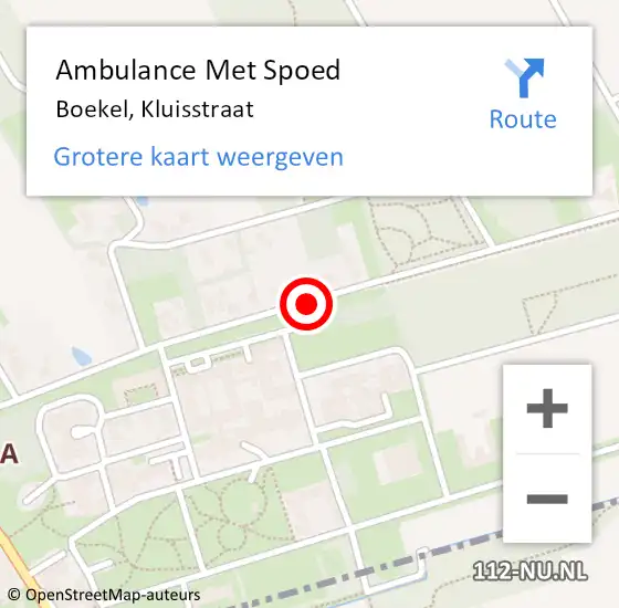 Locatie op kaart van de 112 melding: Ambulance Met Spoed Naar Boekel, Kluisstraat op 29 september 2018 08:37