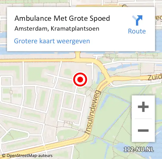 Locatie op kaart van de 112 melding: Ambulance Met Grote Spoed Naar Amsterdam, Kramatplantsoen op 29 september 2018 09:10