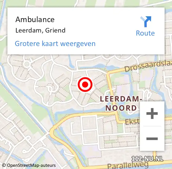 Locatie op kaart van de 112 melding: Ambulance Leerdam, Griend op 29 september 2018 09:19