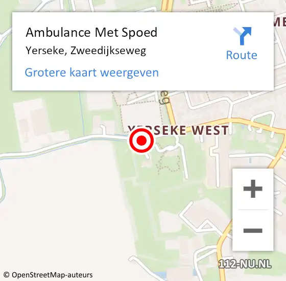 Locatie op kaart van de 112 melding: Ambulance Met Spoed Naar Yerseke, Zweedijkseweg op 29 september 2018 09:39