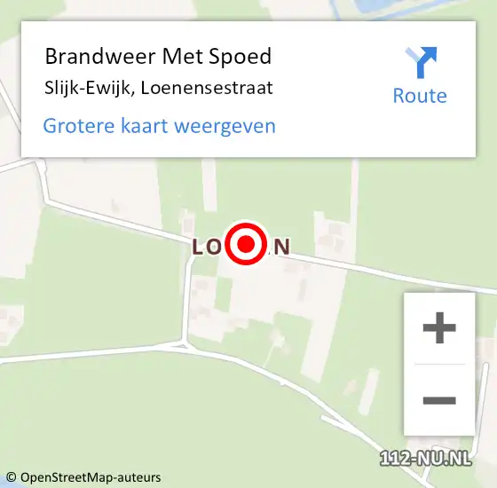 Locatie op kaart van de 112 melding: Brandweer Met Spoed Naar Slijk-Ewijk, Loenensestraat op 29 september 2018 10:12
