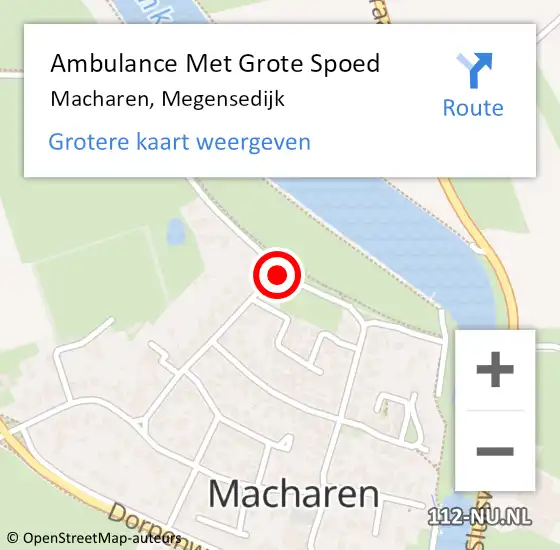 Locatie op kaart van de 112 melding: Ambulance Met Grote Spoed Naar Macharen, Megensedijk op 10 maart 2014 13:19
