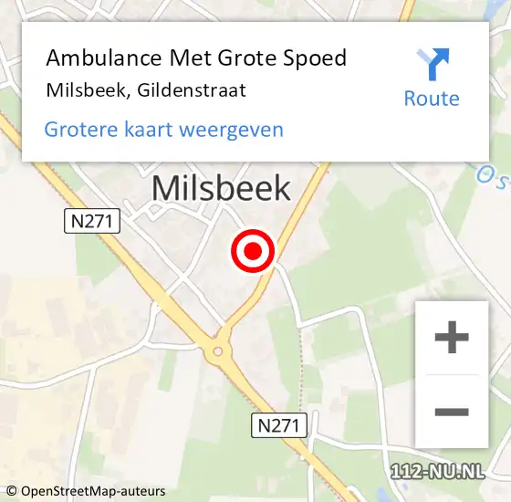 Locatie op kaart van de 112 melding: Ambulance Met Grote Spoed Naar Milsbeek, Gildenstraat op 29 september 2018 12:04