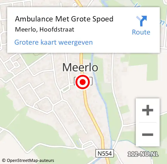 Locatie op kaart van de 112 melding: Ambulance Met Grote Spoed Naar Meerlo, Hoofdstraat op 29 september 2018 12:35