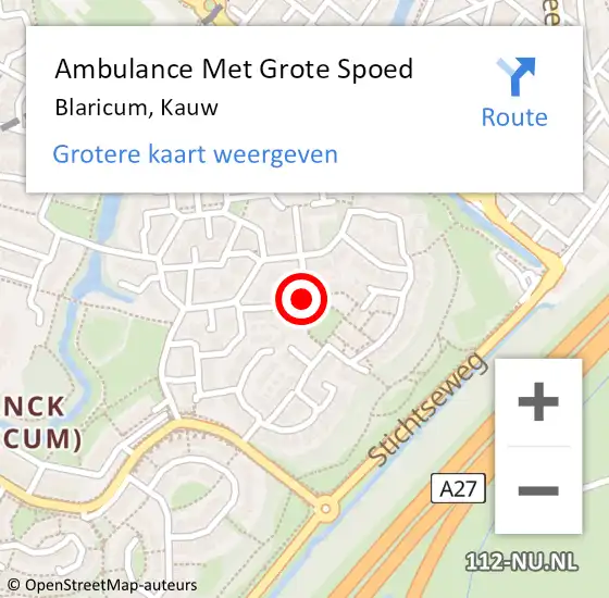 Locatie op kaart van de 112 melding: Ambulance Met Grote Spoed Naar Blaricum, Kauw op 29 september 2018 12:50