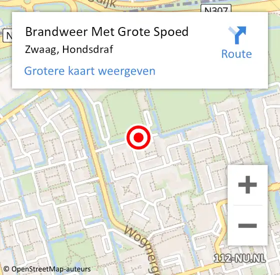 Locatie op kaart van de 112 melding: Brandweer Met Grote Spoed Naar Zwaag, Hondsdraf op 29 september 2018 13:29