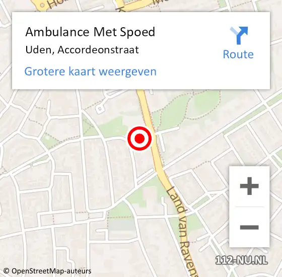 Locatie op kaart van de 112 melding: Ambulance Met Spoed Naar Uden, Accordeonstraat op 29 september 2018 14:18