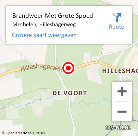 Locatie op kaart van de 112 melding: Brandweer Met Grote Spoed Naar Mechelen, Hilleshagerweg op 29 september 2018 14:32