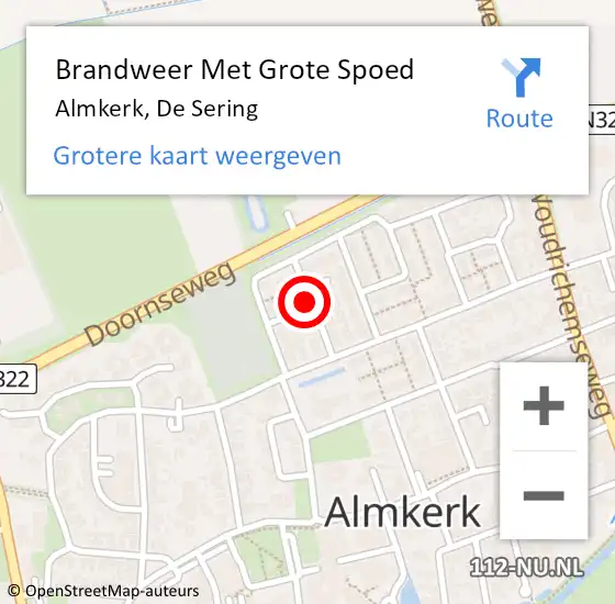 Locatie op kaart van de 112 melding: Brandweer Met Grote Spoed Naar Almkerk, De Sering op 29 september 2018 15:00