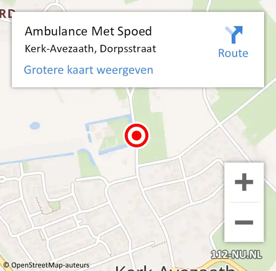 Locatie op kaart van de 112 melding: Ambulance Met Spoed Naar Kerk-Avezaath, Dorpsstraat op 29 september 2018 15:06