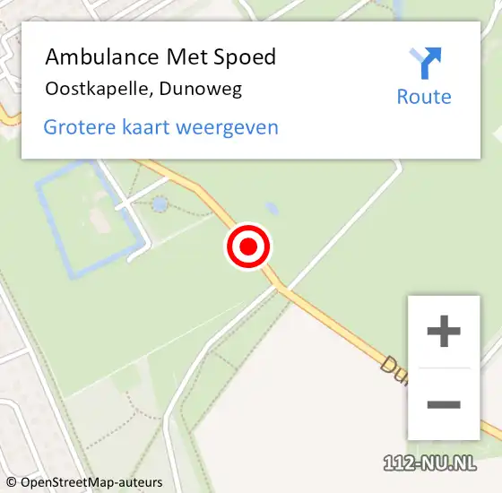 Locatie op kaart van de 112 melding: Ambulance Met Spoed Naar Oostkapelle, Dunoweg op 29 september 2018 17:23