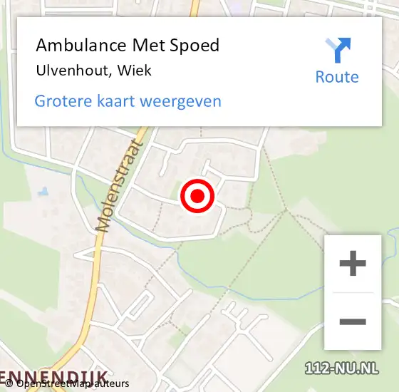 Locatie op kaart van de 112 melding: Ambulance Met Spoed Naar Ulvenhout, Wiek op 29 september 2018 17:50