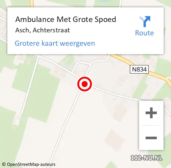 Locatie op kaart van de 112 melding: Ambulance Met Grote Spoed Naar Asch, Achterstraat op 29 september 2018 18:22