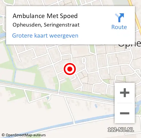 Locatie op kaart van de 112 melding: Ambulance Met Spoed Naar Opheusden, Seringenstraat op 29 september 2018 18:58