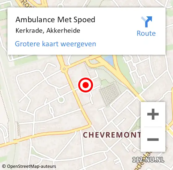 Locatie op kaart van de 112 melding: Ambulance Met Spoed Naar Kerkrade, Akkerheide op 29 september 2018 19:05