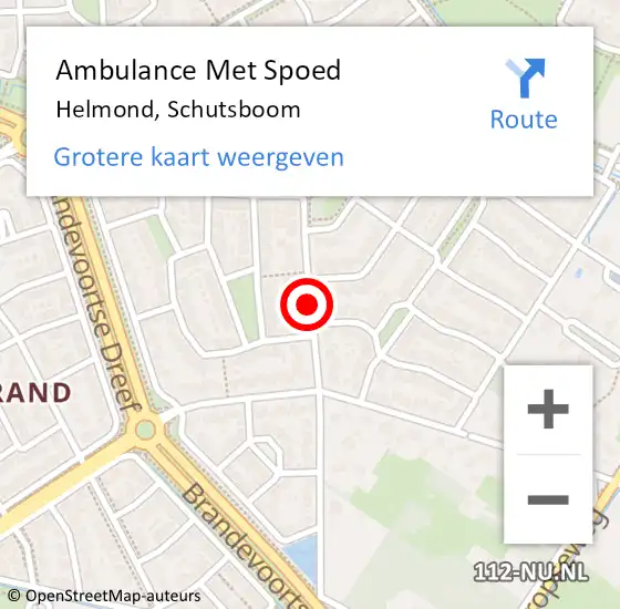 Locatie op kaart van de 112 melding: Ambulance Met Spoed Naar Helmond, Schutsboom op 29 september 2018 19:05