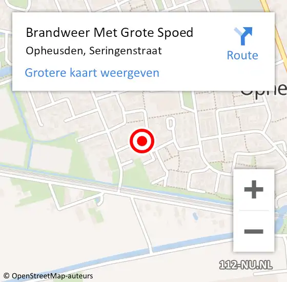 Locatie op kaart van de 112 melding: Brandweer Met Grote Spoed Naar Opheusden, Seringenstraat op 29 september 2018 19:07