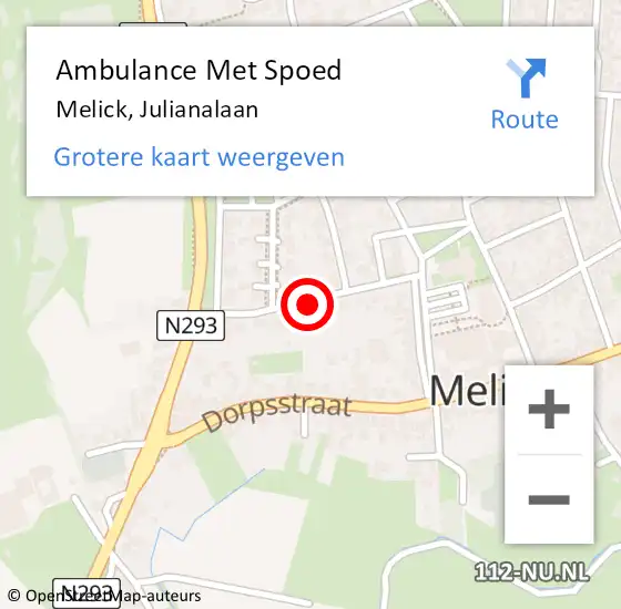 Locatie op kaart van de 112 melding: Ambulance Met Spoed Naar Melick, Julianalaan op 29 september 2018 19:30