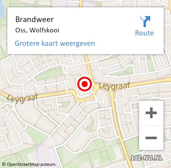 Locatie op kaart van de 112 melding: Brandweer Oss, Wolfskooi op 29 september 2018 19:36