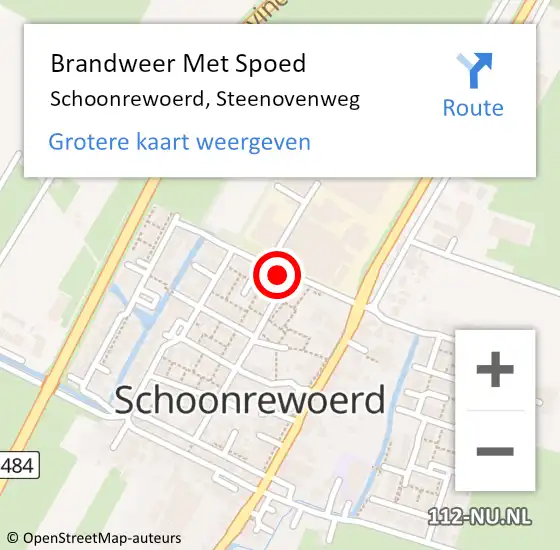 Locatie op kaart van de 112 melding: Brandweer Met Spoed Naar Schoonrewoerd, Steenovenweg op 29 september 2018 19:41