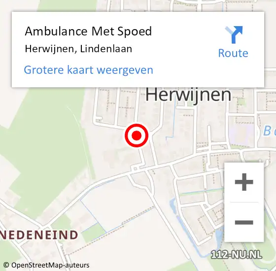 Locatie op kaart van de 112 melding: Ambulance Met Spoed Naar Herwijnen, Lindenlaan op 10 maart 2014 13:38