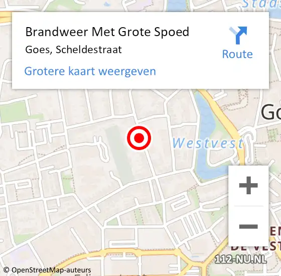 Locatie op kaart van de 112 melding: Brandweer Met Grote Spoed Naar Goes, Scheldestraat op 29 september 2018 19:53