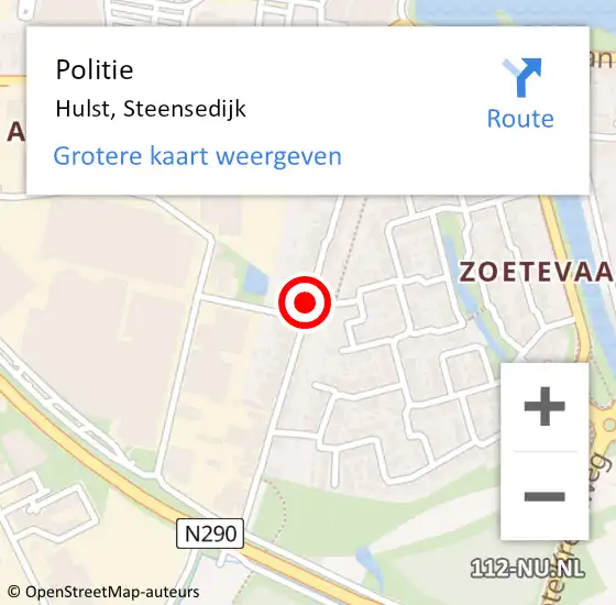 Locatie op kaart van de 112 melding: Politie Hulst, Steensedijk op 29 september 2018 20:31