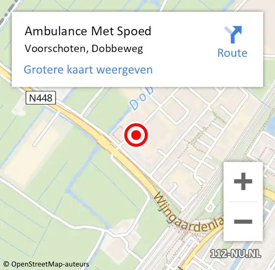 Locatie op kaart van de 112 melding: Ambulance Met Spoed Naar Voorschoten, Dobbeweg op 10 maart 2014 13:42