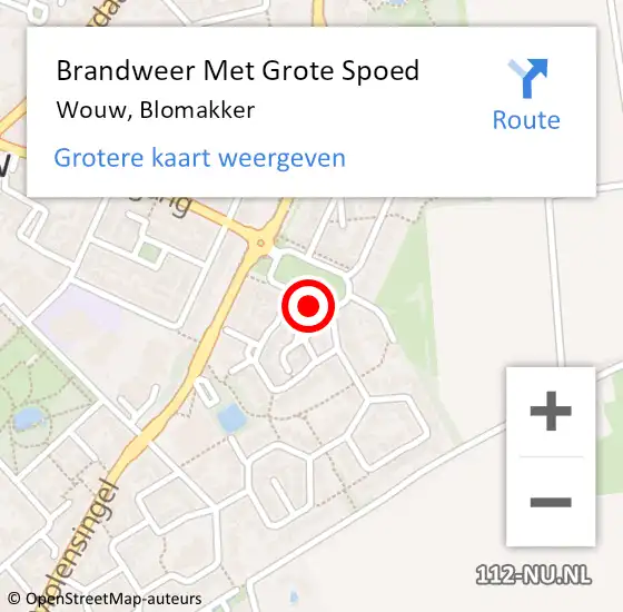 Locatie op kaart van de 112 melding: Brandweer Met Grote Spoed Naar Wouw, Blomakker op 29 september 2018 21:19