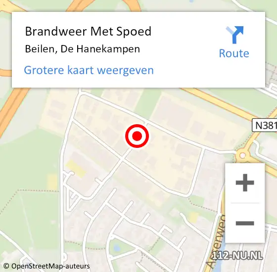 Locatie op kaart van de 112 melding: Brandweer Met Spoed Naar Beilen, De Hanekampen op 29 september 2018 21:35