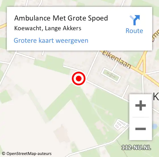 Locatie op kaart van de 112 melding: Ambulance Met Grote Spoed Naar Koewacht, Lange Akkers op 29 september 2018 22:01