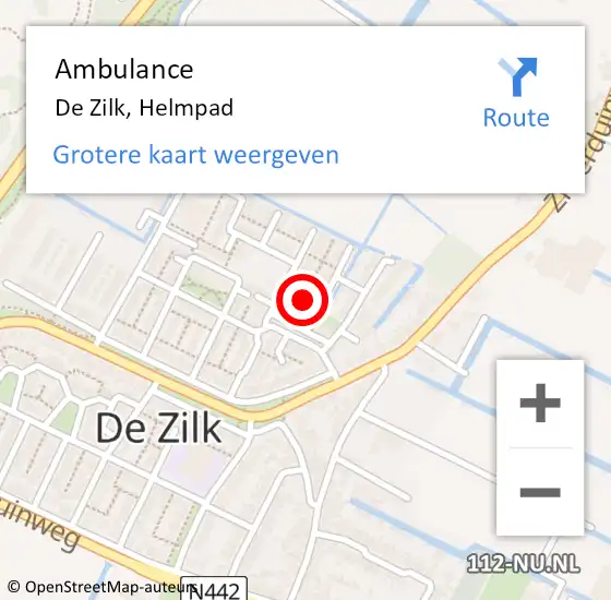 Locatie op kaart van de 112 melding: Ambulance De Zilk, Helmpad op 10 maart 2014 13:45