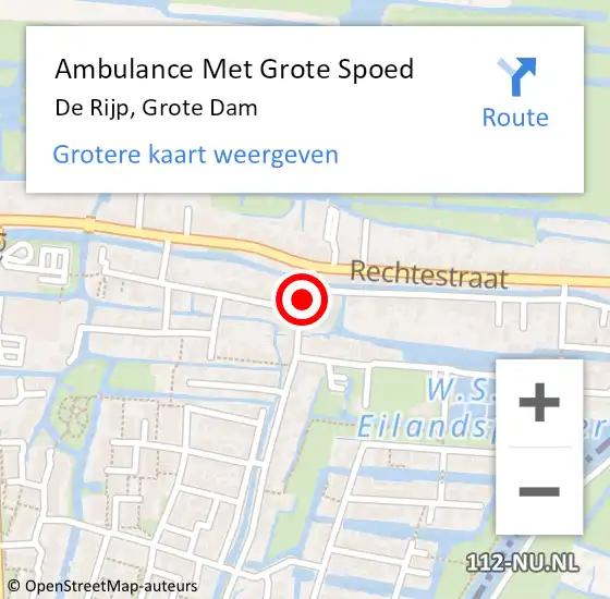 Locatie op kaart van de 112 melding: Ambulance Met Grote Spoed Naar De Rijp, Grote Dam op 29 september 2018 22:21