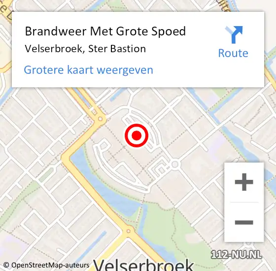 Locatie op kaart van de 112 melding: Brandweer Met Grote Spoed Naar Velserbroek, Ster Bastion op 29 september 2018 22:37