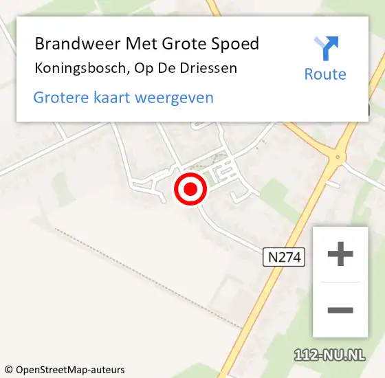 Locatie op kaart van de 112 melding: Brandweer Met Grote Spoed Naar Koningsbosch, Op De Driessen op 29 september 2018 23:11