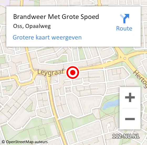 Locatie op kaart van de 112 melding: Brandweer Met Grote Spoed Naar Oss, Opaalweg op 29 september 2018 23:29