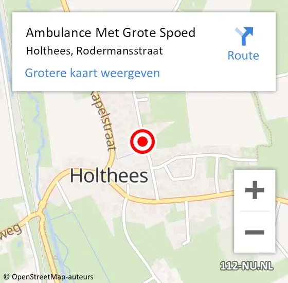 Locatie op kaart van de 112 melding: Ambulance Met Grote Spoed Naar Holthees, Rodermansstraat op 30 september 2018 00:10