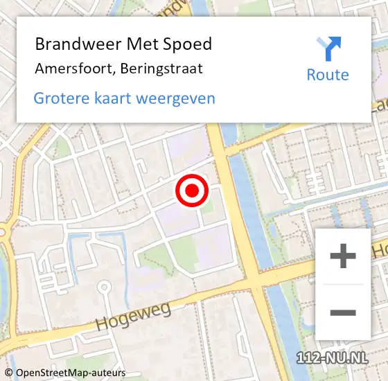 Locatie op kaart van de 112 melding: Brandweer Met Spoed Naar Amersfoort, Beringstraat op 30 september 2018 00:12