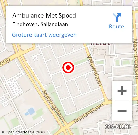 Locatie op kaart van de 112 melding: Ambulance Met Spoed Naar Eindhoven, Sallandlaan op 30 september 2018 02:32