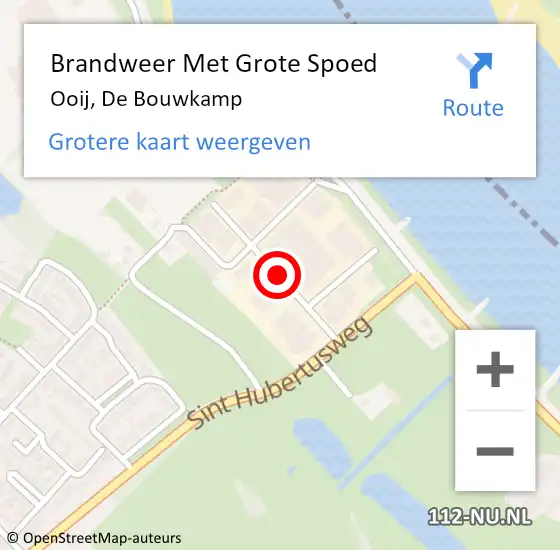 Locatie op kaart van de 112 melding: Brandweer Met Grote Spoed Naar Ooij, De Bouwkamp op 30 september 2018 03:00