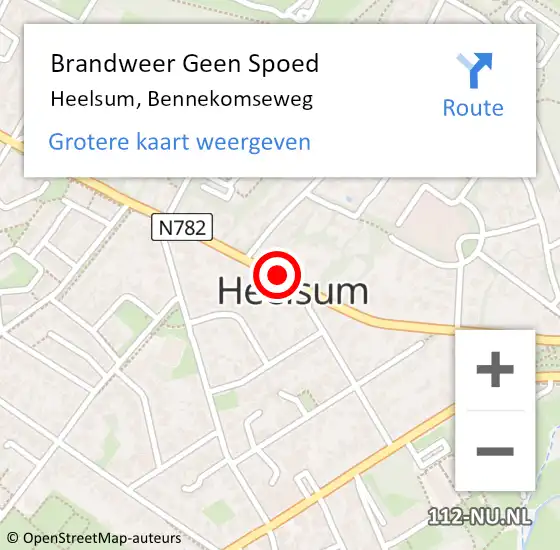 Locatie op kaart van de 112 melding: Brandweer Geen Spoed Naar Heelsum, Bennekomseweg op 30 september 2018 03:31