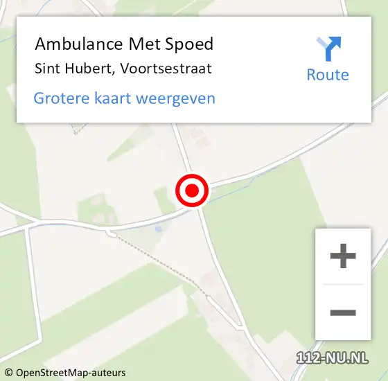 Locatie op kaart van de 112 melding: Ambulance Met Spoed Naar Sint Hubert, Voortsestraat op 30 september 2018 03:56