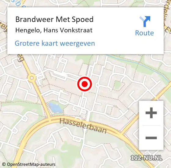 Locatie op kaart van de 112 melding: Brandweer Met Spoed Naar Hengelo, Hans Vonkstraat op 30 september 2018 04:13