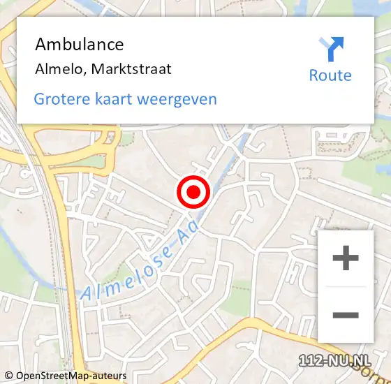 Locatie op kaart van de 112 melding: Ambulance Almelo, Marktstraat op 30 september 2018 05:28