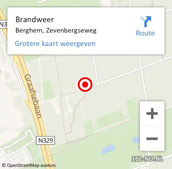 Locatie op kaart van de 112 melding: Brandweer Berghem, Zevenbergseweg op 24 september 2013 23:46