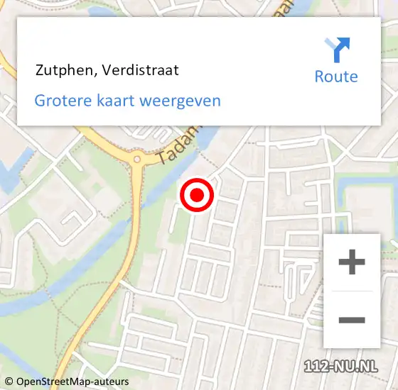 Locatie op kaart van de 112 melding:  Zutphen, Verdistraat op 30 september 2018 06:20