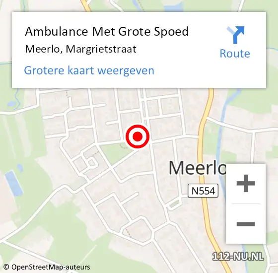 Locatie op kaart van de 112 melding: Ambulance Met Grote Spoed Naar Meerlo, Margrietstraat op 24 september 2013 23:46