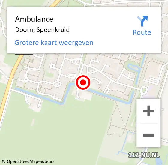 Locatie op kaart van de 112 melding: Ambulance Doorn, Speenkruid op 10 maart 2014 13:59