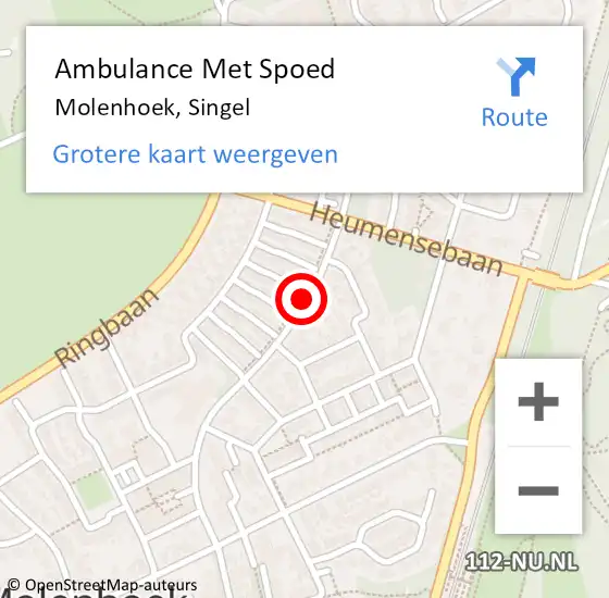 Locatie op kaart van de 112 melding: Ambulance Met Spoed Naar Molenhoek, Singel op 30 september 2018 07:44