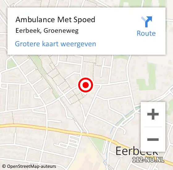 Locatie op kaart van de 112 melding: Ambulance Met Spoed Naar Eerbeek, Groeneweg op 30 september 2018 07:58